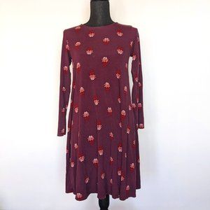 Purple Old Navy Floral Long Sleeve Midi Dress Size X-Small
